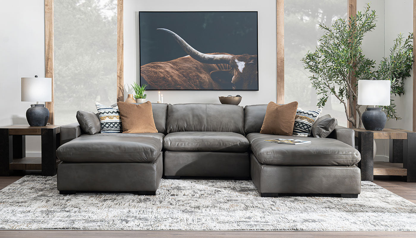 City Limits II Leather Dual Chaise Sectional