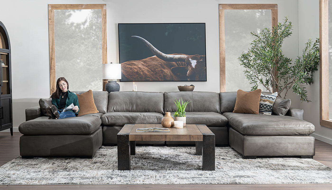 City Limits II Leather Dual Chaise Sectional